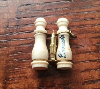 Antique French miniature bone brass Opera Glasses binoculars decorated Stanhope 2