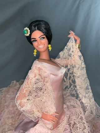 Marin Chiclana Doll Spanish Flamenco Dancer Pink Dress 10” Tall