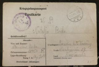 1940 Stalag 1 A Stablack Germany Pow Camp Postcard Cover Polish Prisoner Of War