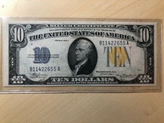 1934 A $10 Dollar Silver Certificate North Africa Us Currency Paper Money Bill