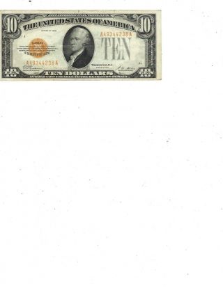 Series 1928 $10 Gold Certificate Us Paper Currency
