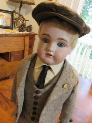 German Boy Doll Antique 9 154 Dep.  Kestner Cute As A Bug Replaced Leather Body