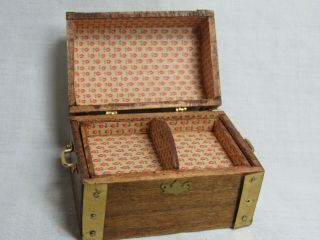 Dollhouse Miniatures,  Wooden Chest W Removable Compartment,  1/12th Scale