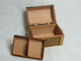 Dollhouse Miniatures,  Wooden Chest w Removable Compartment,  1/12th Scale 3