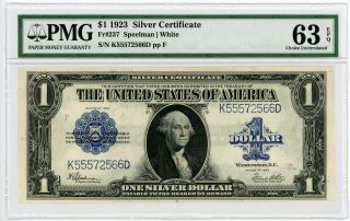 1923 Fr.  237 $1 United States " Horse Blanket " Silver Certificate - Pmg 63 Epq
