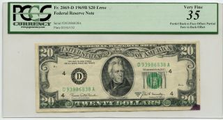 1969 - B $20 Federal Reserve Error Note Pcgs Very Fine 35 Offset Cleveland - Bg07