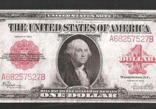 Red Seal United States Note 1923 $1 Large Currency