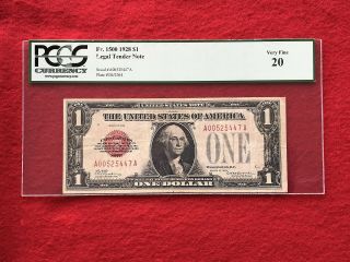 Fr - 1500 1928 Series $1 One Dollar Red Seal Us Legal Tender Note Pcgs 20 Vf