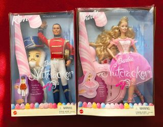 Barbie Nutcracker Sugarplum Princess & Ken As Prince Eric 2001 In Boxes