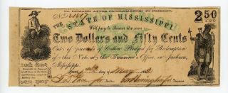 1862 Cr.  20 $2.  50 The State Of Mississippi " Cotton Pledged " Note - Civil War Era