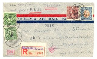China 1940 - 4 - 22 Reg Cv Via Hong Kong - Hanoi - By Klm - To Holland - German Censor