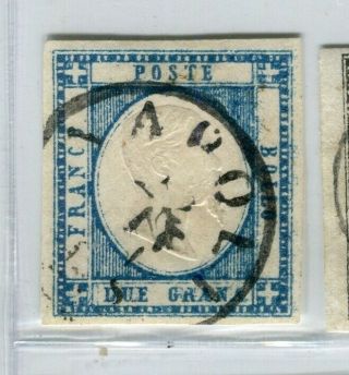 Italy; Naples 1860s Early Classic Imperf Issue Fine 2g.  Value Postmark
