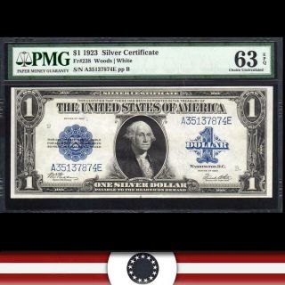 1923 $1 Silver Certificate Bill Horseblanket Pmg 63 Epq Fr 238 A35137874e