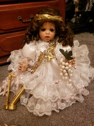 Fayzah Spanos Vinyl Doll 26” White Angel Dress Christmas No Or Box Ooak