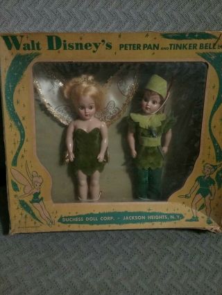Walt Disneys Peter Pan And Tinkerbell Dolls Duchess Doll Corp