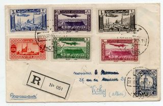 1937 Syria To France Reg Airmail Cover,  Fantastic Franking,  High Value