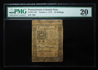 Jersey October 1,  1773.  10 Shillings,  Serial 1795.  Pa - 167.  Pmg Very Fine 20