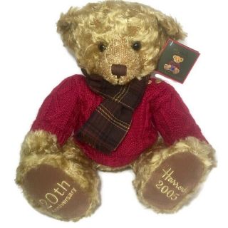 Harrods 2005 20th Anniversary 13 " Christmas Bear Foot Dated W/tags Limited