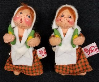 Vintage Annalee Set Of 2 Miniature Dolls With Tags 1996