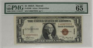 1935 A $1 Hawaii Silver Certificate Pmg Certified 65 Epq Gem Unc (933c)