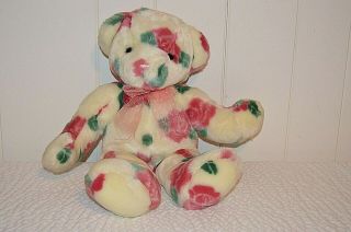 Vintage 1998 Mary Meyer Teddy Bear Plush With Pink Roses 18 "