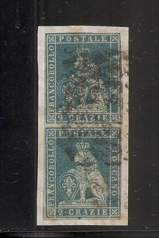 1851 Italy Tuscany Sa 5 2cr Lion Pair On Fragment,  $1000.  00,  Caffaz