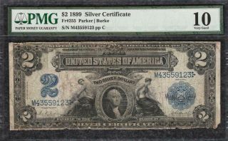 Mini Porthole 1899 $2 Silver Certificate Fr 255 Certified Pmg Very Good 10 C2c