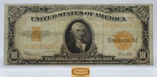 1922 Large Gold Certificate 10 Dollars $10 Fr.  1173,  Small Pin Hole - 17093