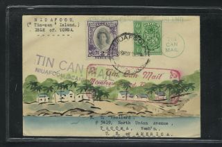Japan 1937 Karl Lewis Hand - Painted Cover,  Tonga (tin Can Mail) To Us (2 Scans)