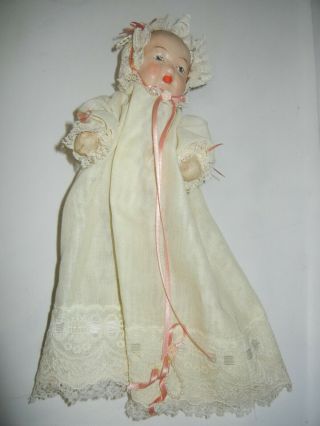 10 " Antique Baby Doll Composition Head | Straw Stuffed Body,  Arms And Legs