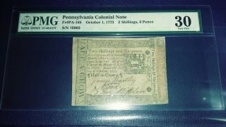 Colonial Note Pmg 30 Pennsylvania 1773 2 Shillings 6 Pence