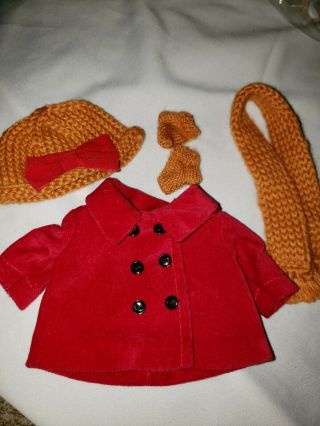 Madame Alexander Coat,  Scarf,  Hat,  Mittens Outfit For 8 " Doll.  (square Snaps)