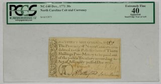 1771 North Carolina Colonial Currency 30s Shillings Pcgs Cert 40 Extremely Fine