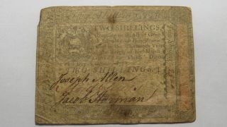 £2 1773 Pennsylvania PA Colonial Currency Note Bill 2 Shillings PCGS Graded F15 2