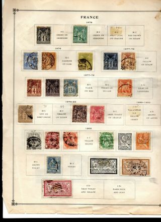 France stamps 6 pages (85) stamps from an old scott album 1853 - 1932 2