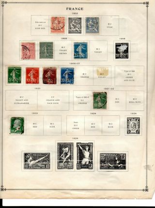 France stamps 6 pages (85) stamps from an old scott album 1853 - 1932 3