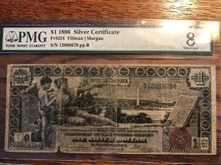 1896 $1.  00 Educational Silver Certificate,  Pmg 8 Very Good