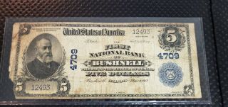 1902 Large Size $5 National Bank Of Bushnell,  Il Note Bill Charter 4709