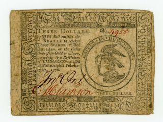 (cc - 25) February 17,  1776 $3 Continental Currency Note