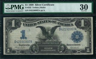 Fr - 233 1899 $1 Silver Certificate " Black Eagle " Pmg 30 Very Fine Teehee Burke