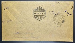 PHILIPPINES via HONG KONG China tp SPAIN 1936 RARE Pilot Sign Dual Franked Cover 3