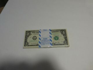 100 - $1.  00 Dollar Federal Reserve Star Notes Consecutively Numbered