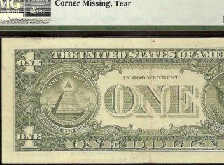 1993 $1 DOLLAR BILL MISSING OVER PRINT ERROR NOTE CURRENCY PAPER MONEY PMG 3