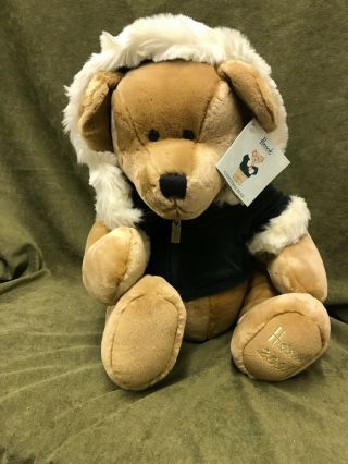 Harrods 2001 13 " Christmas Bear Foot Dated W/tags Limited Collectible Plush