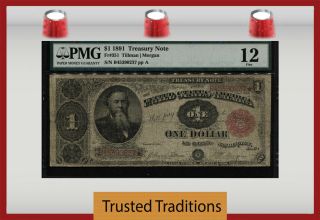 Tt Fr 351 1891 $1 Treasury Note Small Red Seal Stanton Pmg 12 Fine