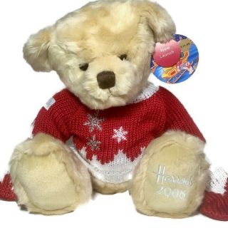 Harrods 2008 13 " Christmas Bear Foot Dated W/tags Limited Collectible Plush