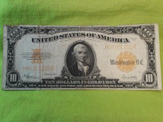 1922 $10 Ten Dollar Large Gold Bank Note