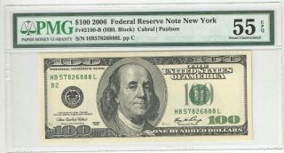 2006 United States Of America 100 Dollars S/n 888 Pmg 55 Epq About Unc