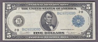Us 1914 $5 Frn York District Fr 851a Vf - Xf (- 808)