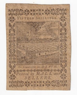 Pennsylvania October 1,  1773 15 Shilling Colonial Currency Note 2